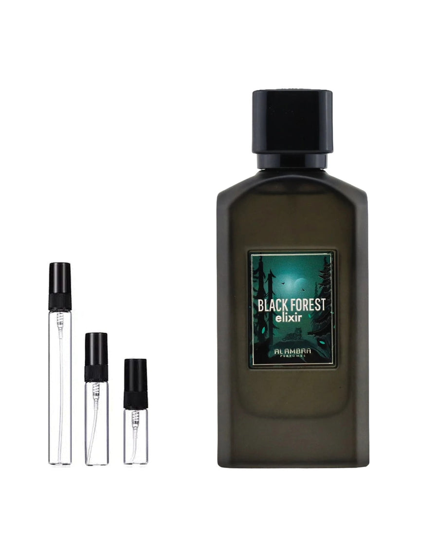 Al Ambra Black Forest Elixir sample – decant in a glass spray vial (2, 5 or 10 ml)