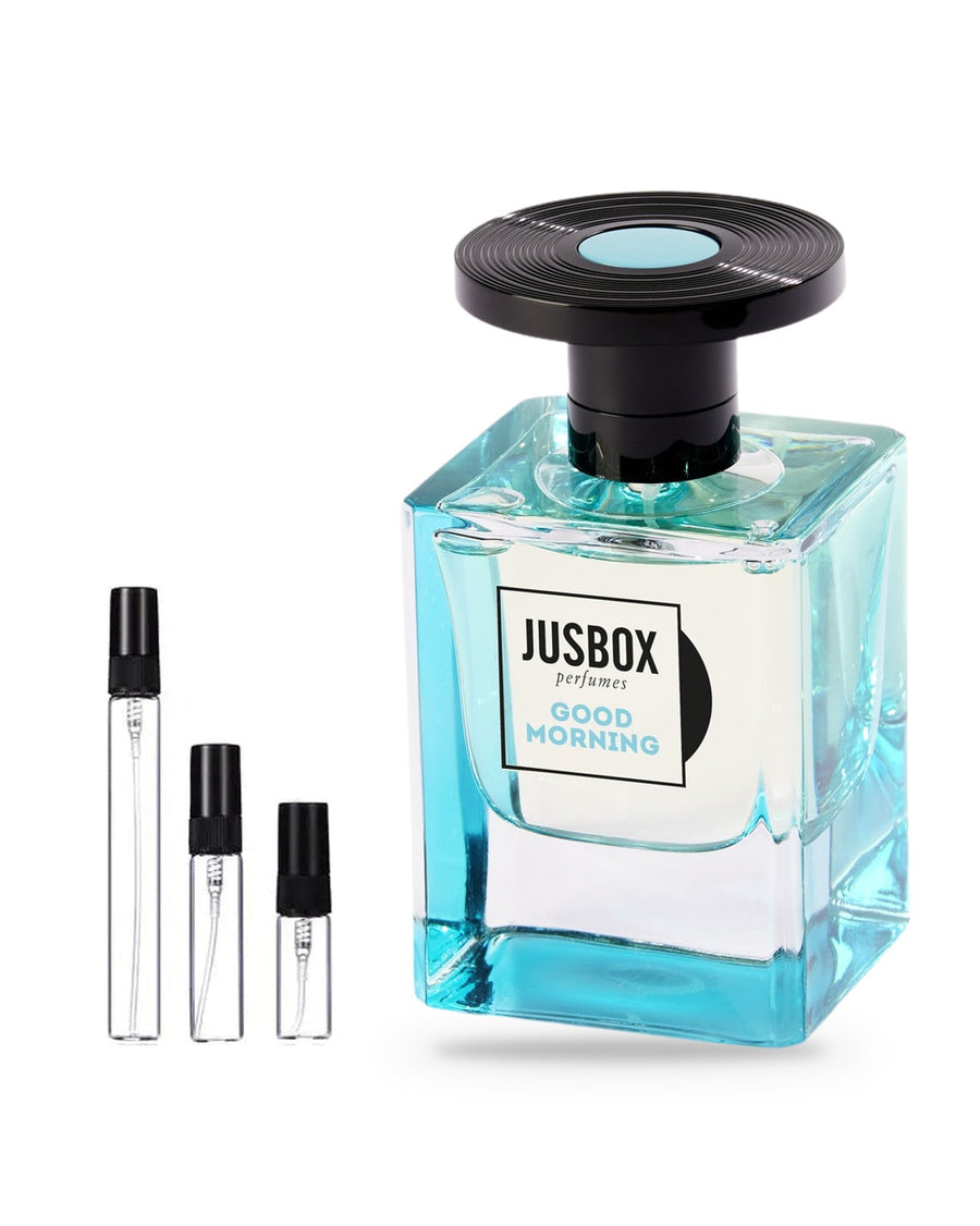 Jusbox Good Morning sample – decant in a glass spray vial (2, 5 or 10 ml)