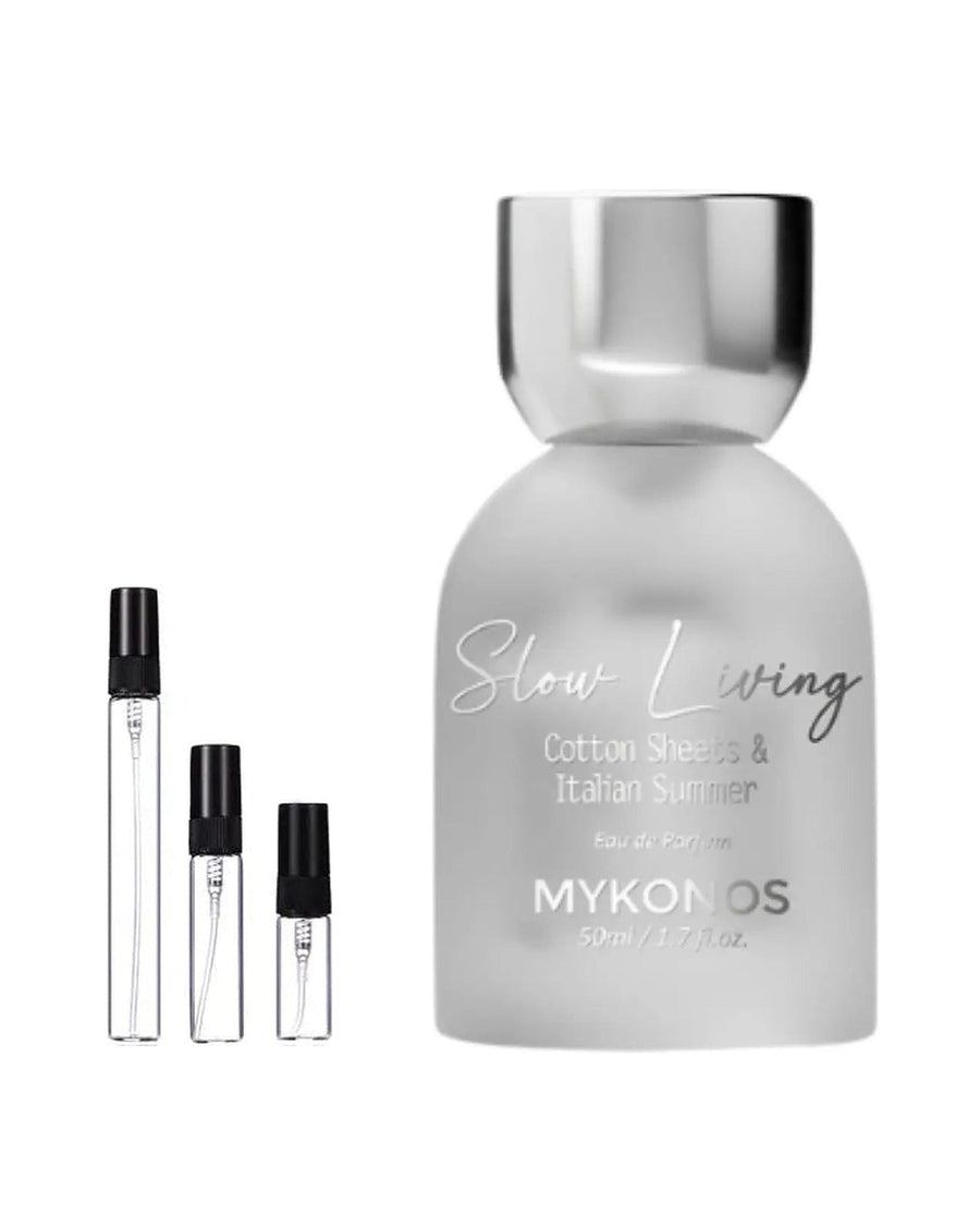 Mykonos Slow Living sample – decant in a glass spray vial (2, 5 or 10 ml)