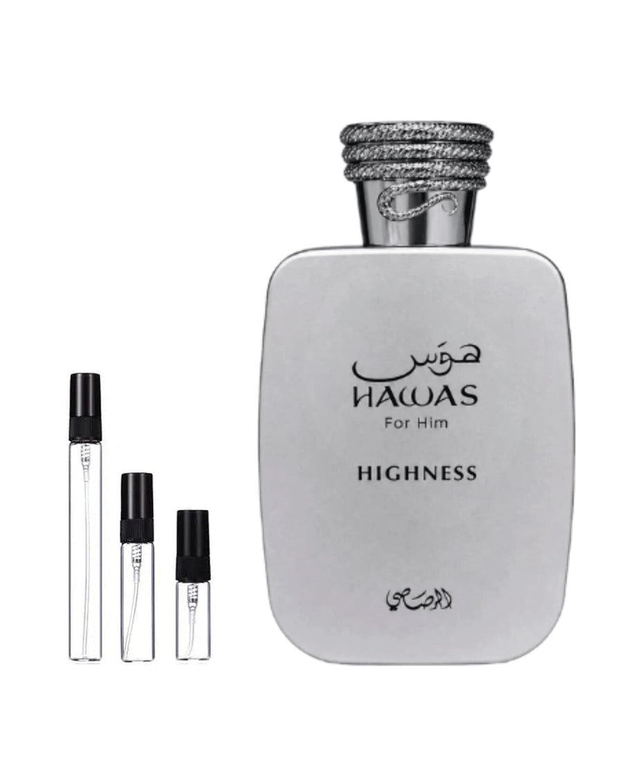 Rasasi Hawas Highness sample – decant in a glass spray vial (2, 5 or 10 ml)