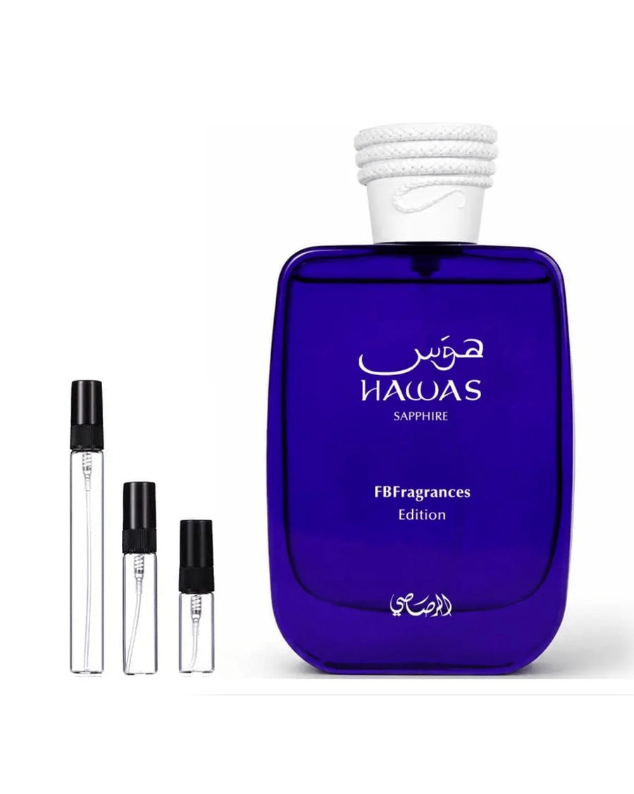 Rasasi Hawas Sapphire sample – decant in a glass spray vial (2, 5 or 10 ml)