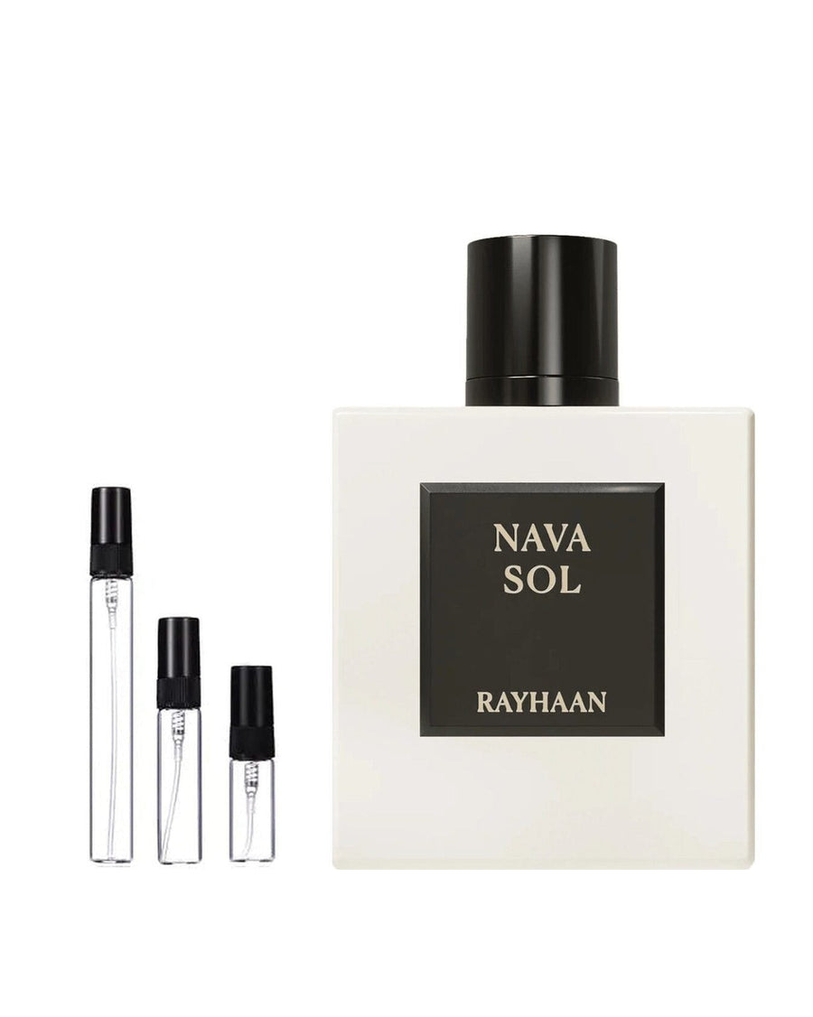 Rayhaan Nava Sol sample – decant in a glass spray vial (2, 5 or 10 ml)