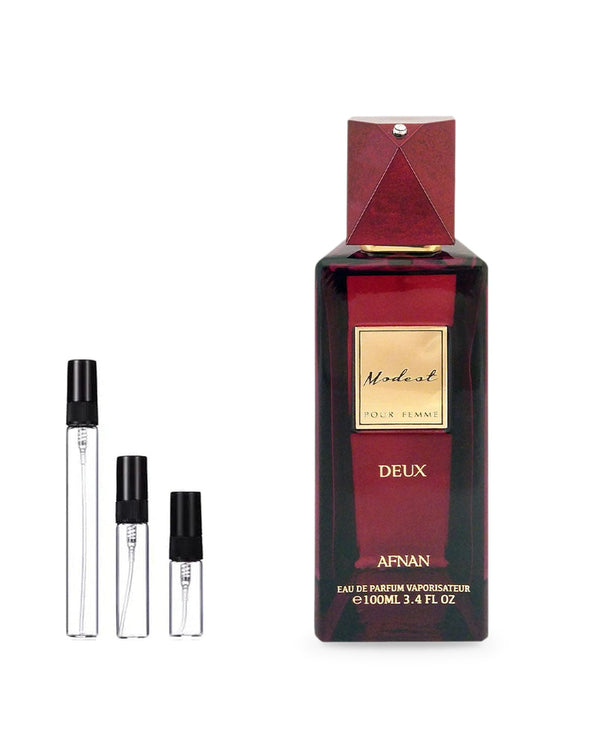 Afnan Modest Deux sample – decant in a glass spray vial (2, 5 or 10 ml)