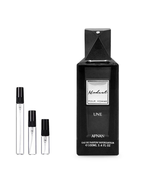 Afnan Modest Une sample – decant in a glass spray vial (2, 5 or 10 ml)