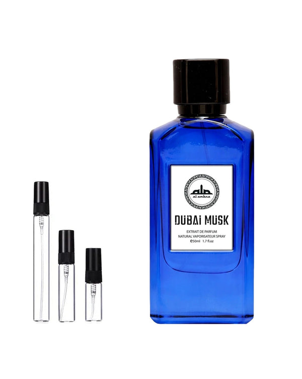 Al Ambra Dubai Musk Extrait de Parfum Sample – 2, 5 or 10 ml decant in a glass spray vial