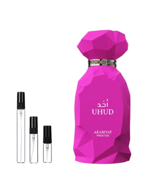 Arabiyat Prestige Uhud sample – decant in a glass spray vial (2, 5 or 10 ml)
