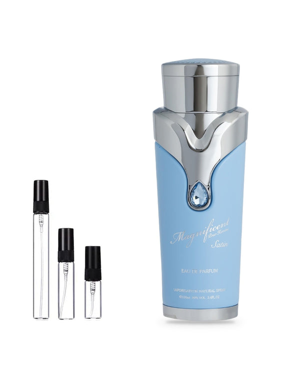 Armaf Magnificent Satin sample – decant in a glass spray vial (2, 5 or 10 ml)