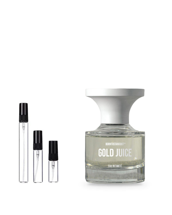 BORNTOSTANDOUT Gold Juice sample – decant in a glass spray vial (2, 5 or 10 ml)