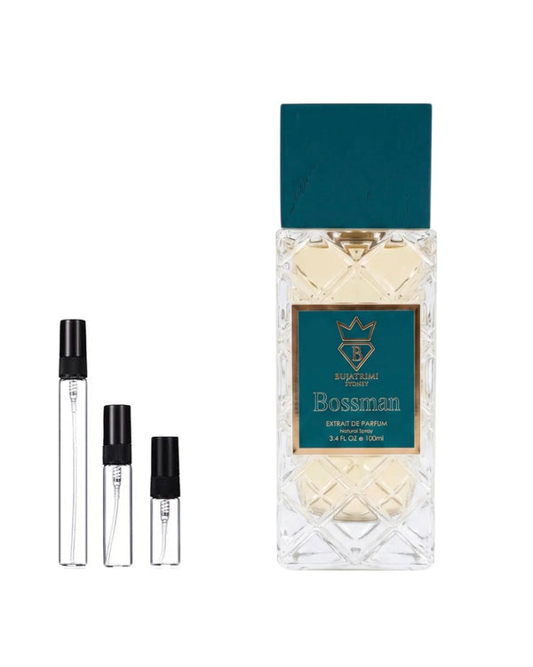 Bujairami Bossman sample – decant in a glass spray vial (2, 5 or 10 ml)