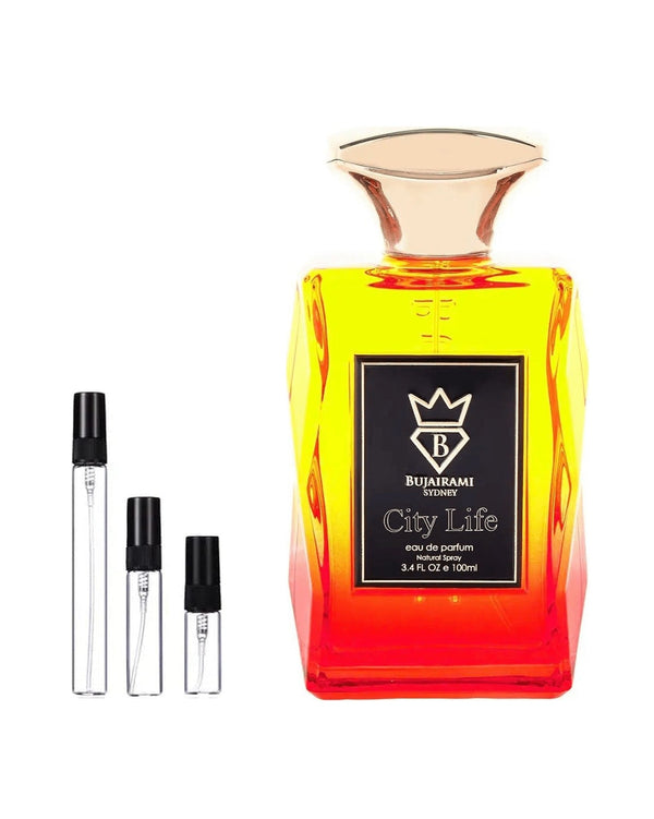 Bujairami City Life sample – decant in a glass spray vial (2, 5 or 10 ml)