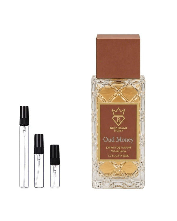 Bujairami Oud Money sample – decant in a glass spray vial (2, 5 or 10 ml)