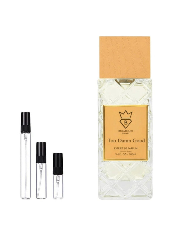 Bujairami Too Damn Good sample – decant in a glass spray vial (2, 5 or 10 ml)
