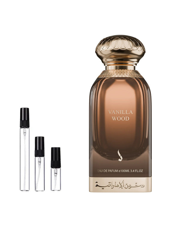 Dkhoon Emirates Vanilla Wood sample – decant in a glass spray vial (2, 5 or 10 ml)
