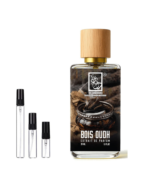 Dua Fragrances Dua Bois Oudh Extrait sample – decant in a glass spray vial (2, 5 or 10 ml)