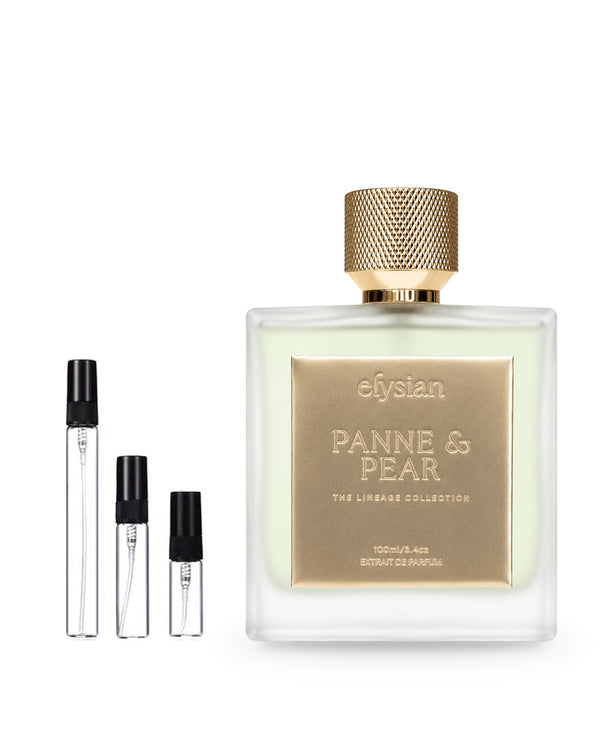 Elysian Panne & Pear sample – decant in a glass spray vial (2, 5 or 10 ml)