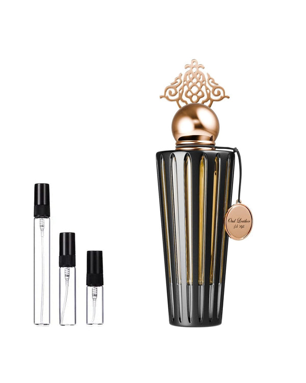Ibraheem Al Qurashi Oud Leather sample – decant in a glass spray vial (2, 5 or 10 ml)