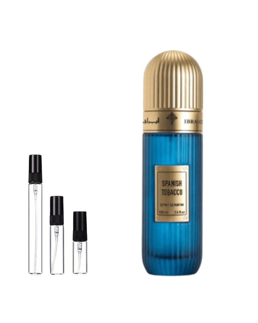 Ibraheem Al Qurashi Spanish Tobacco sample – decant in a glass spray vial (2, 5 or 10 ml)