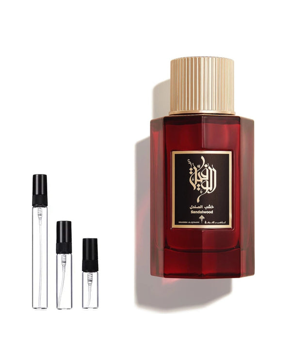 Ibraheem Al Qurashi Wafia Sandalwood sample – decant in a glass spray vial (2, 5 or 10 ml)