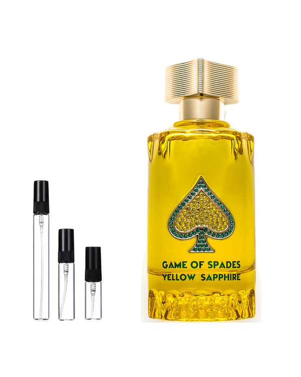 Jo Milano Paris Game of Spades Yellow Sapphire Extrait sample – decant in a glass spray vial (2, 5 or 10 ml)