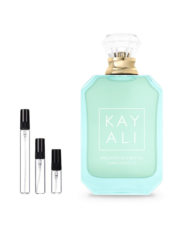 Kayali Vacay in a Bottle Maldives in a Bottle Ylang Coco 20 sample – decant in a glass spray vial (2, 5 or 10 ml)