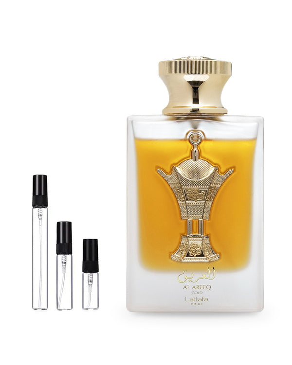 Lattafa Al Areeq Gold sample – decant in a glass spray vial (2, 5 or 10 ml)