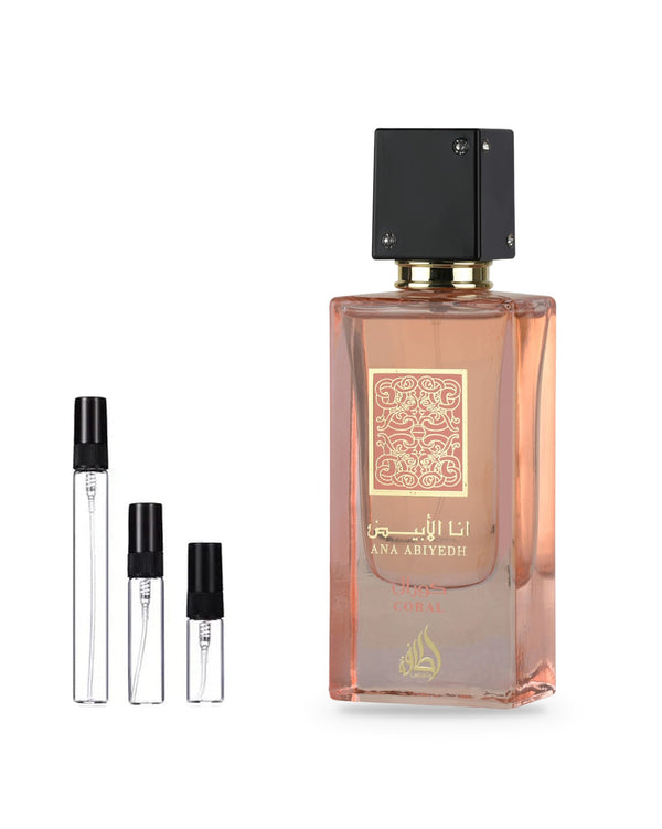 Lattafa Ana Abiyedh Coral sample – decant in a glass spray vial (2, 5 or 10 ml)