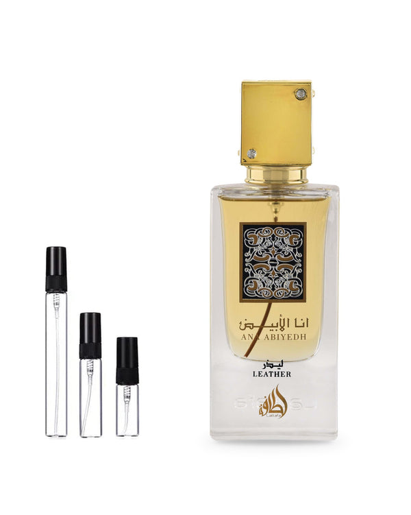 Lattafa Ana Abiyedh Leather sample – decant in a glass spray vial (2, 5 or 10 ml)