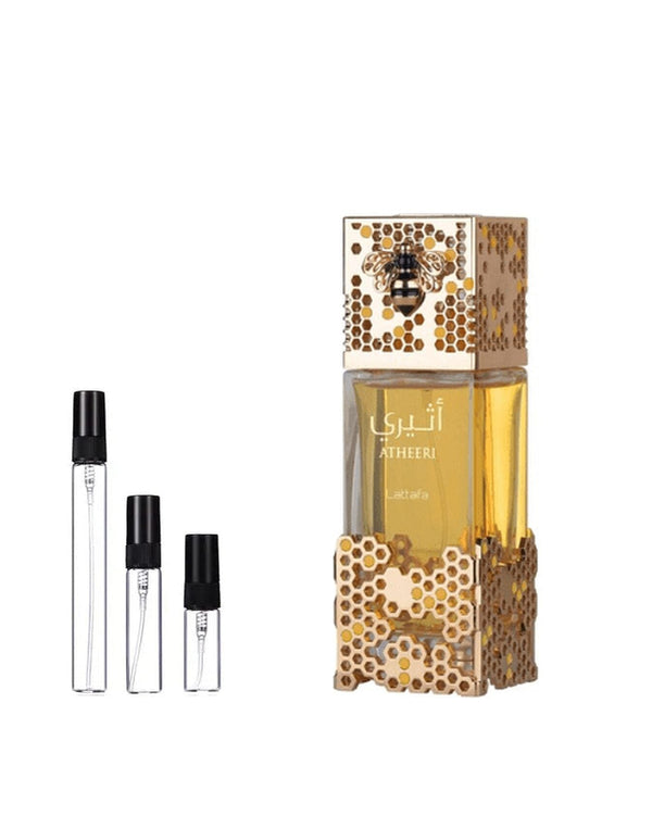 Lattafa Atheeri sample – decant in a glass spray vial (2, 5 or 10 ml)