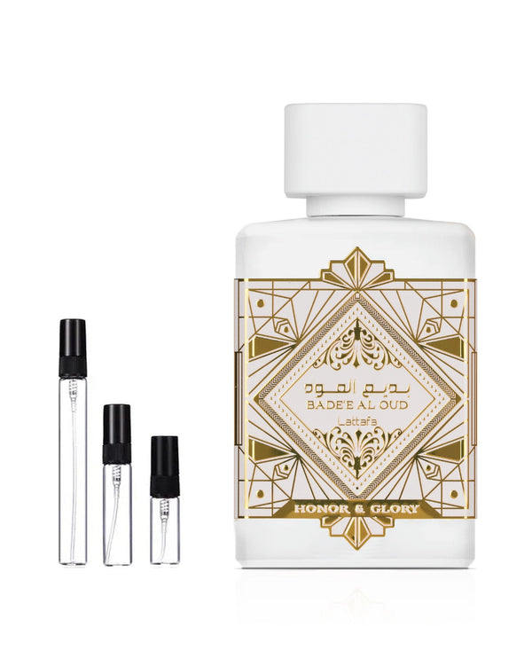 Lattafa Badee Al Oud - Honor and Glory sample – decant in a glass spray vial (2, 5 or 10 ml)