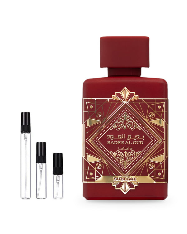 Lattafa Bade'e Al Oud Sublime sample – decant in a glass spray vial (2, 5 or 10 ml)