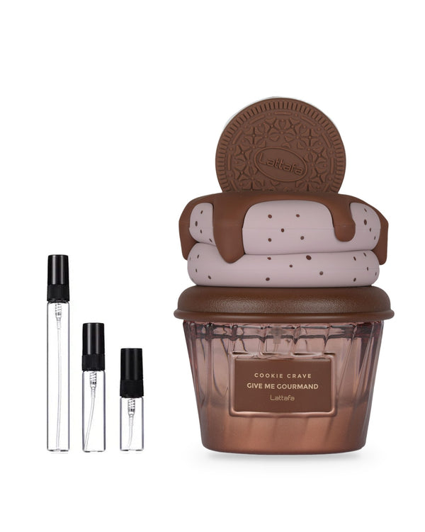 Lattafa Cookie Crave Give Me Gourmand sample – decant in a glass spray vial (2, 5 or 10 ml)