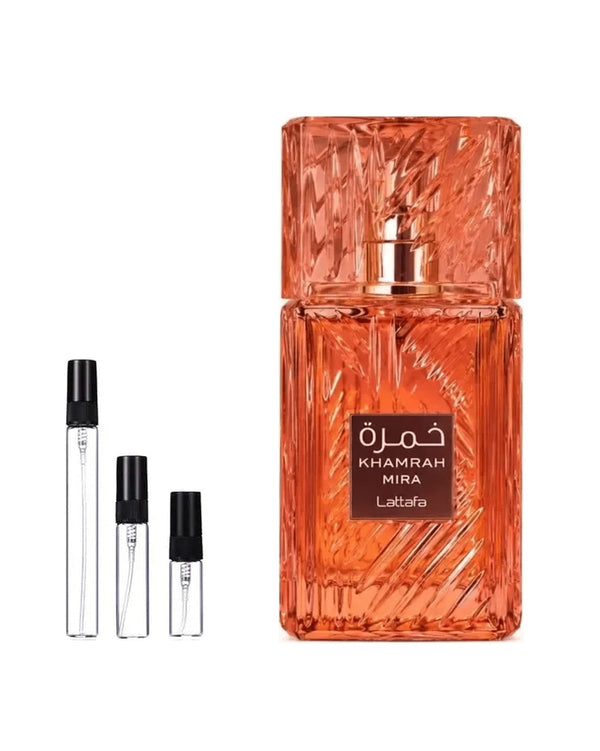 Lattafa Khamrah Mira sample – decant in a glass spray vial (2, 5 or 10 ml)
