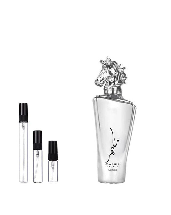Lattafa Maahir Legacy sample – decant in a glass spray vial (2, 5 or 10 ml)