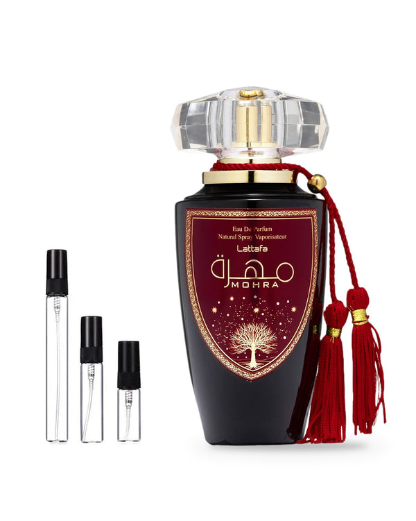 Lattafa Mohra sample – decant in a glass spray vial (2, 5 or 10 ml)