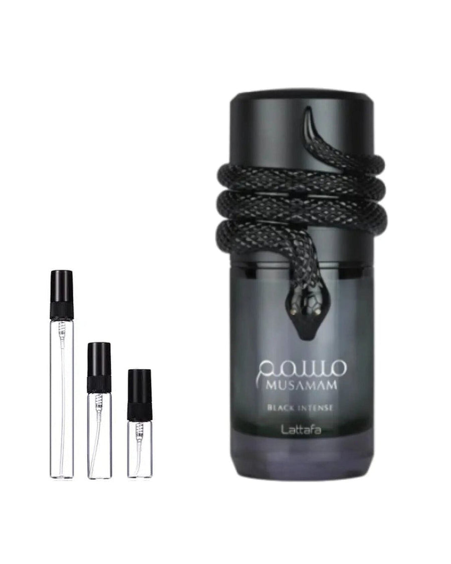 Lattafa Musamam Black Intense sample – decant in a glass spray vial (2, 5 or 10 ml)