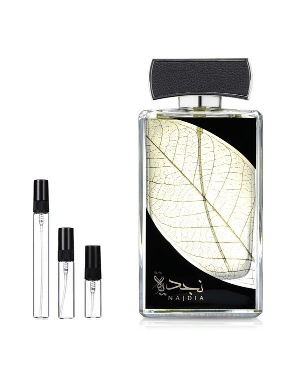 Lattafa Najdia sample – decant in a glass spray vial (2, 5 or 10 ml)