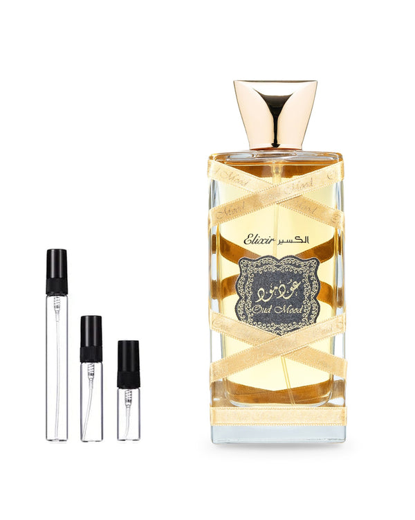 Lattafa Oud Mood Elixir sample – decant in a glass spray vial (2, 5 or 10 ml)