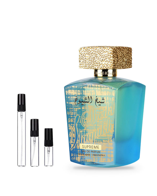 Lattafa Sheikh Al Shuyukh Supreme sample – decant in a glass spray vial (2, 5 or 10 ml)