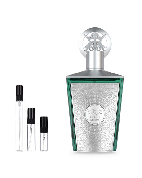 Lattafa Sherif sample – decant in a glass spray vial (2, 5 or 10 ml)
