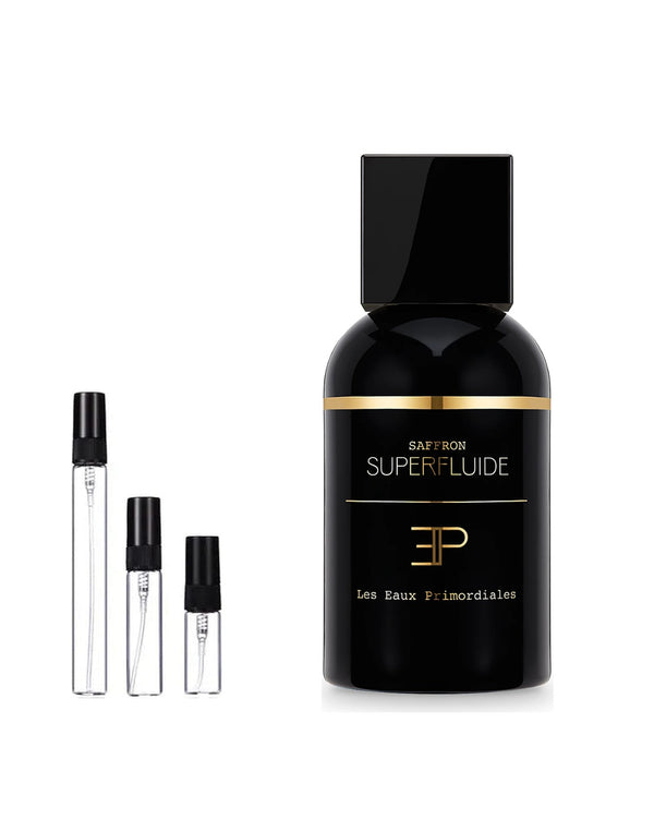 Les Eaux Primordiales Saffron Superfluide Eau de Parfum Sample – 2, 5 or 10 ml decant in a glass spray vial