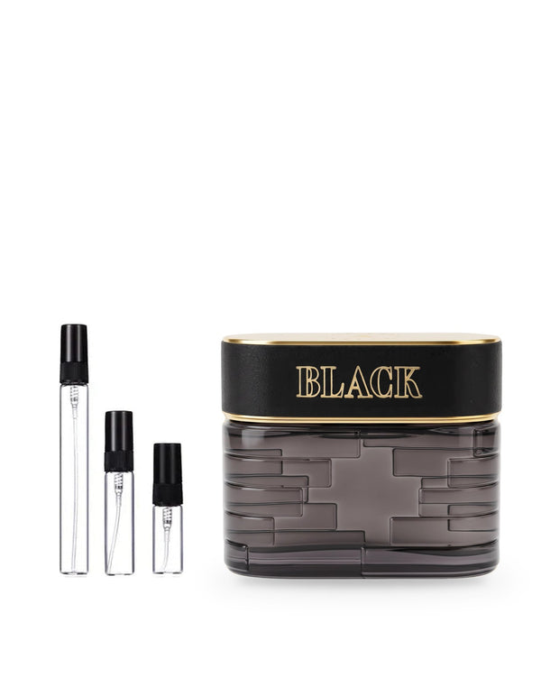 Maison Asrar Black sample – decant in a glass spray vial (2, 5 or 10 ml)