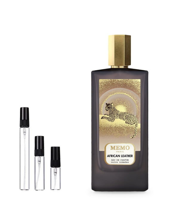 Memo African Leather sample – decant in a glass spray vial (2, 5 or 10 ml)