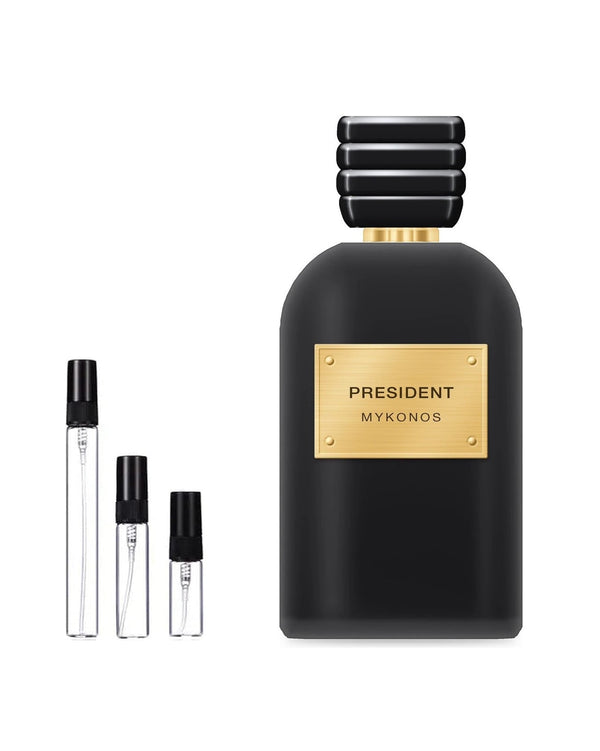 Mykonos President sample – decant in a glass spray vial (2, 5 or 10 ml)