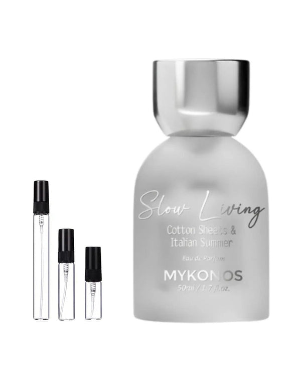 Mykonos Slow Living sample – decant in a glass spray vial (2, 5 or 10 ml)