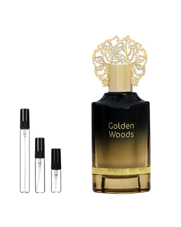 Naseem Golden Woods sample – decant in a glass spray vial (2, 5 or 10 ml)