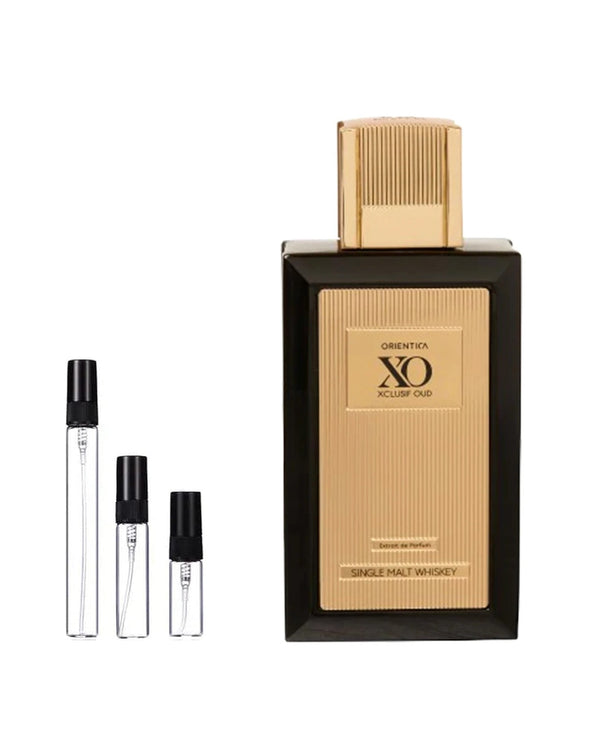 Orientica Xclusif Oud Single Malt Whiskey sample – decant in a glass spray vial (2, 5 or 10 ml)