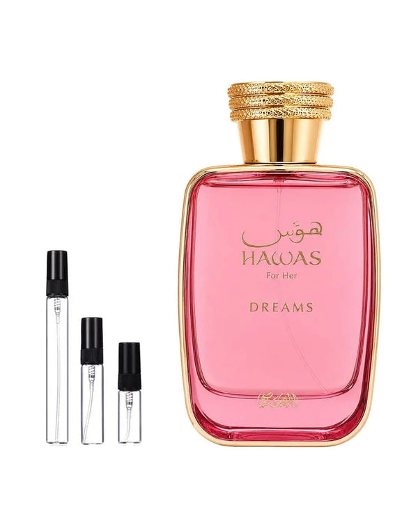 Rasasi Hawas Dreams For Her sample – decant in a glass spray vial (2, 5 or 10 ml)