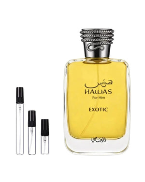 Rasasi Hawas Exotic sample – decant in a glass spray vial (2, 5 or 10 ml)