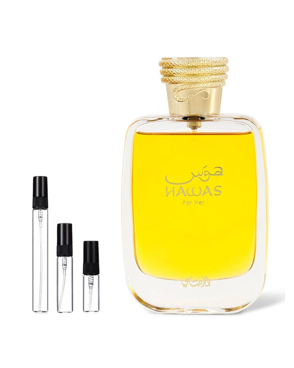 Rasasi Hawas For Her sample – decant in a glass spray vial (2, 5 or 10 ml)
