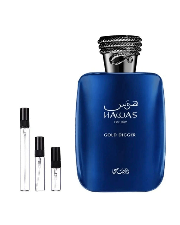 Rasasi Hawas Gold Digger sample – decant in a glass spray vial (2, 5 or 10 ml)
